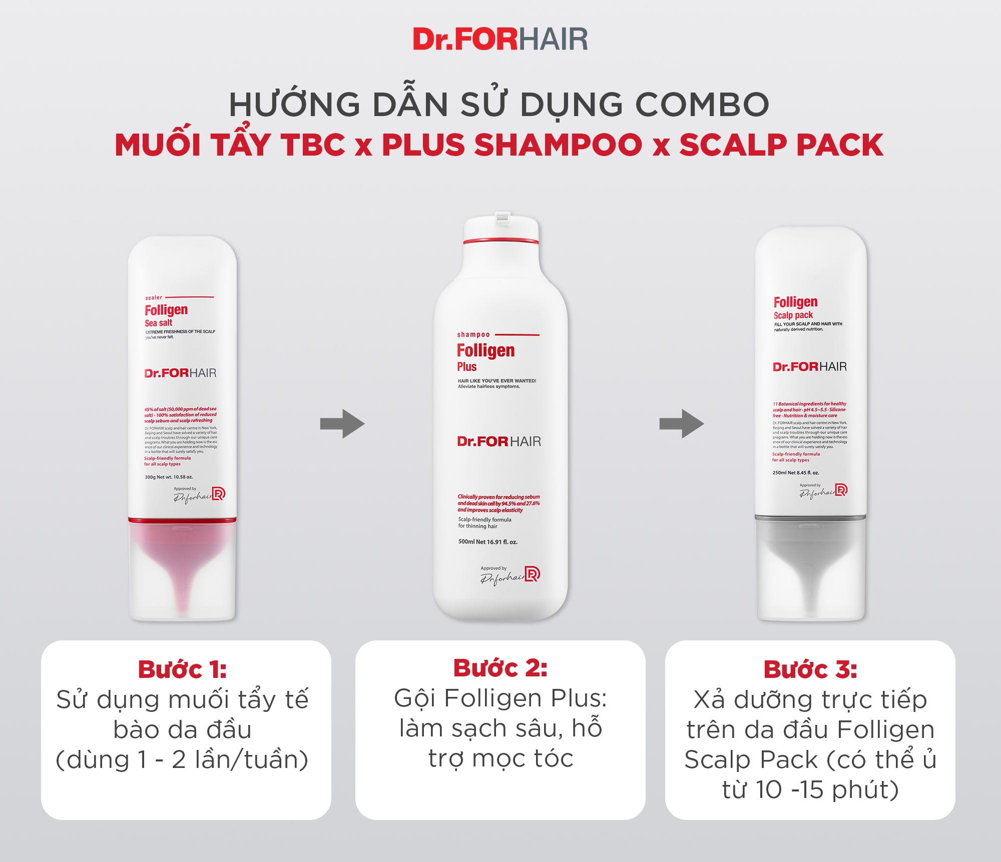 Combo được bán chạy nhất của muối tẩy Folligen Sea Salt Scaler