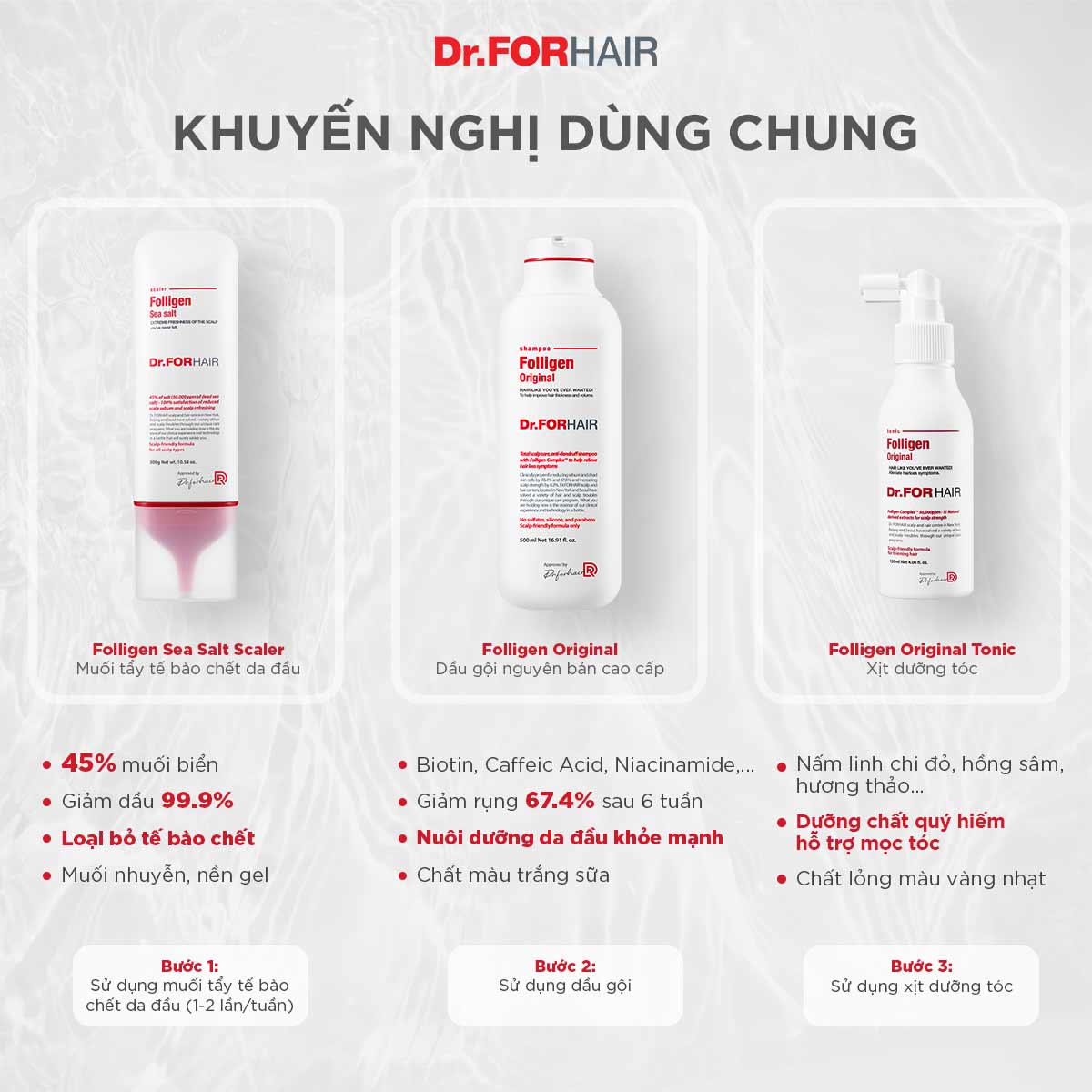 sản phẩm kết hợp cùng dầu gội folligen original