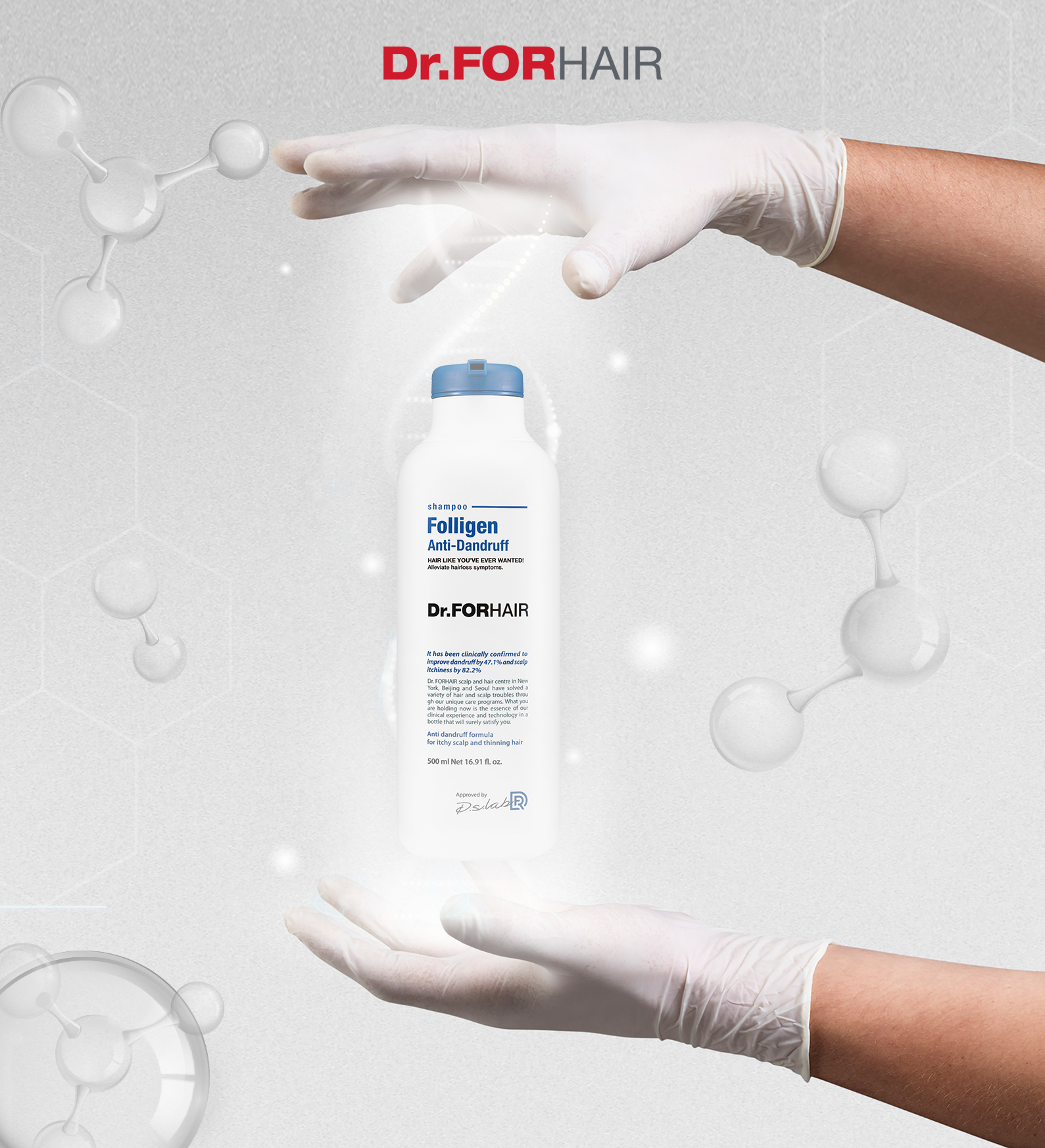 Dầu gội Folligen Anti-Dandruff được nghiên cứu và phát triển tại phòng lab của Dr.FORHAIR