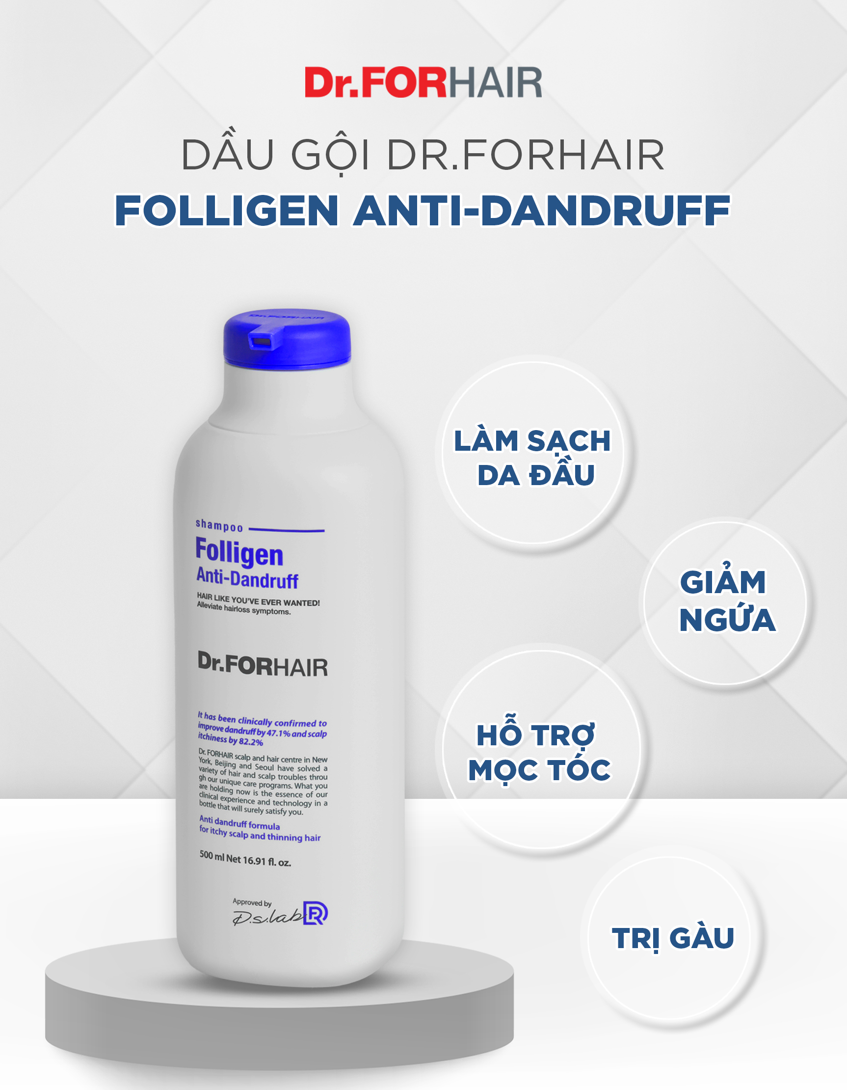 Dầu gội trị gàu Dr.FORHAIR Folligen Anti-Dandruff