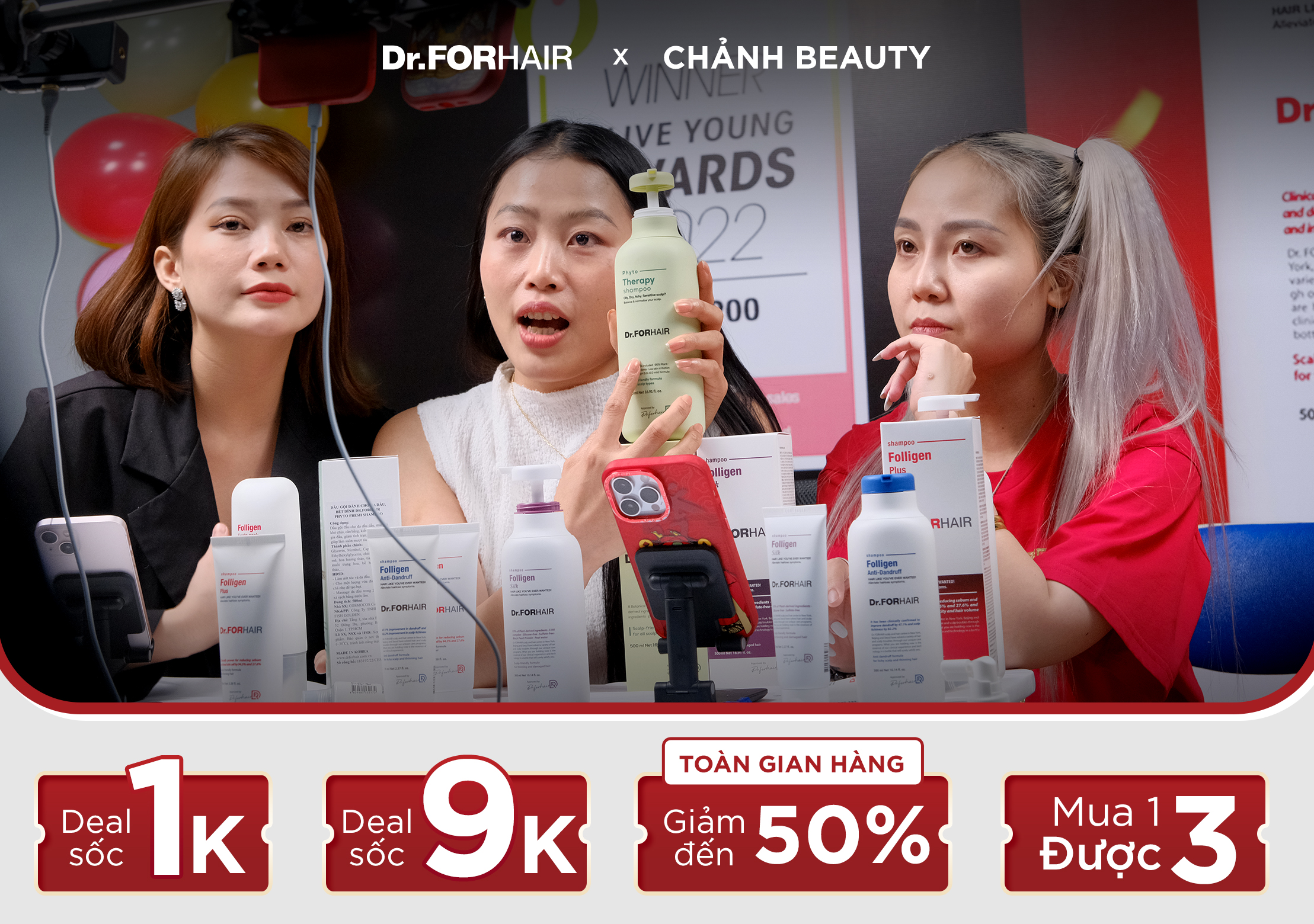 Các khuyến mãi hấp dẫn trong buổi livestream của Chảnh Beauty cùng Dr.FORHAIR