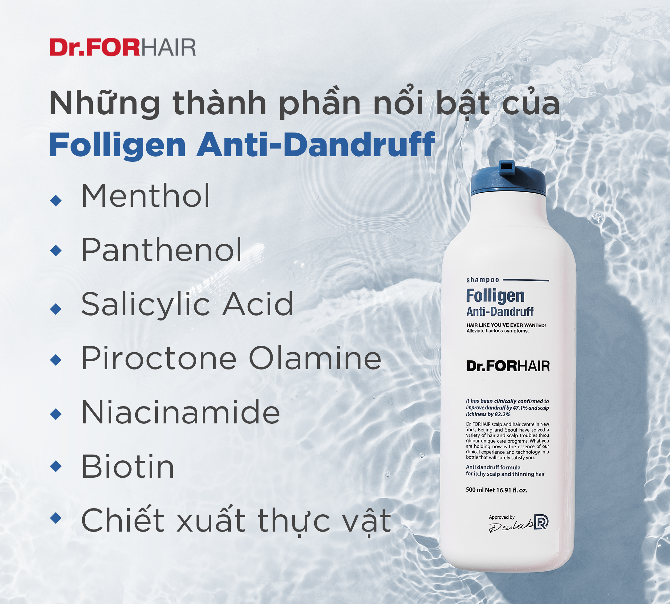 Thành phần nổi bật của Dr.FORHAIR Folligen Anti-Dandruff