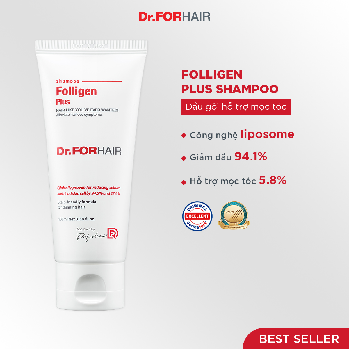 Dầu gội hỗ trợ mọc tóc, giảm rụng tóc Dr.FORHAIR FOLLIGEN PLUS SHAMPOO 100ml