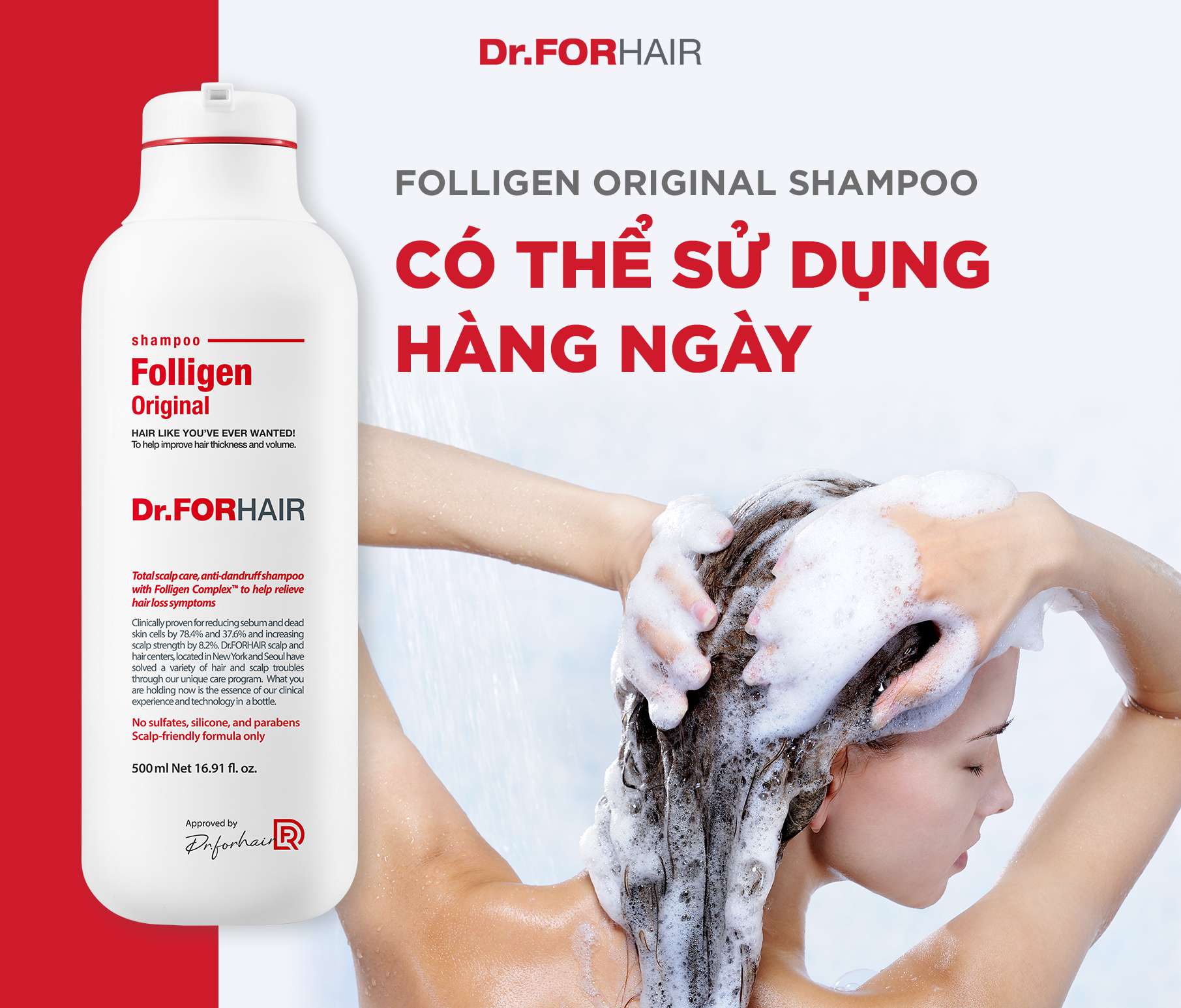Có thể sử dụng dầu gội Folligen Original hàng ngày