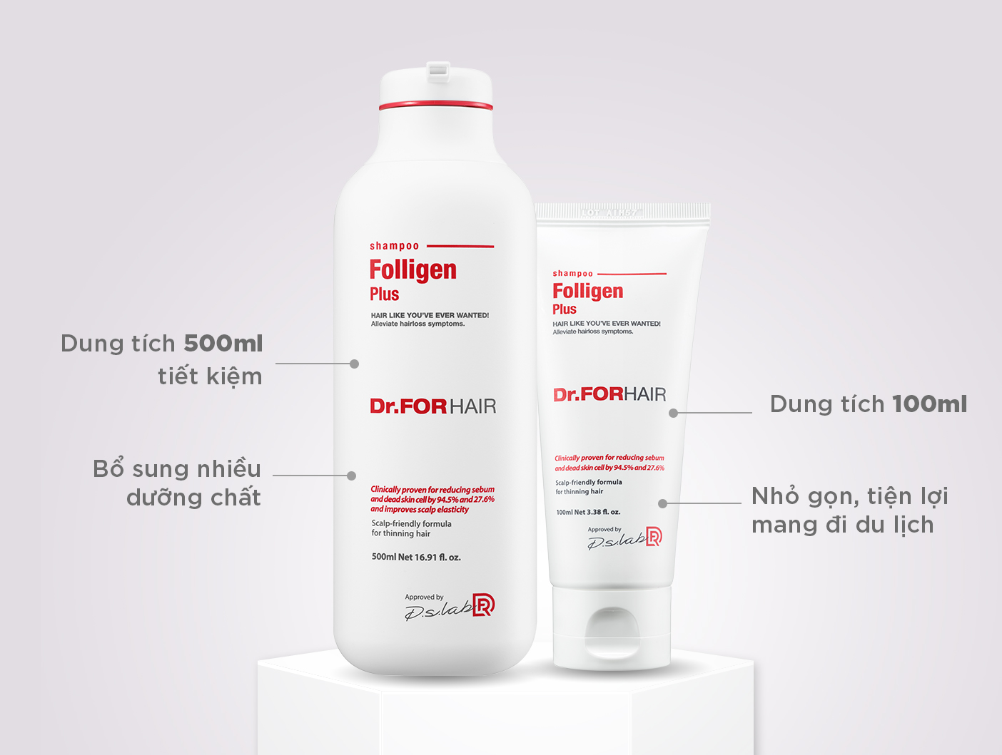 2 phiên bản của dầu gội Folligen Plus