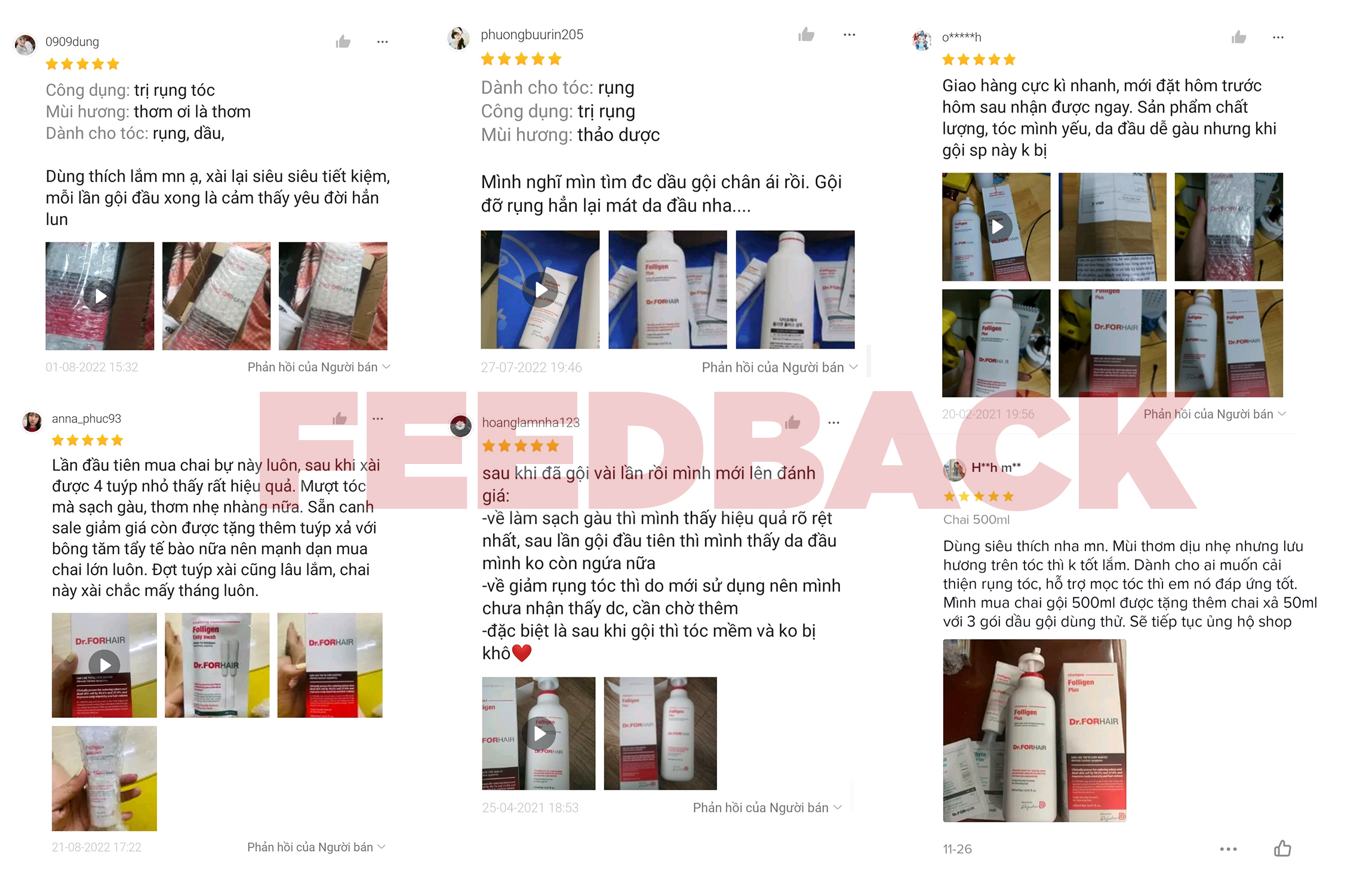 Đánh giá của người tiêu dùng sau khi sử dụng dầu gội Folligen Plus