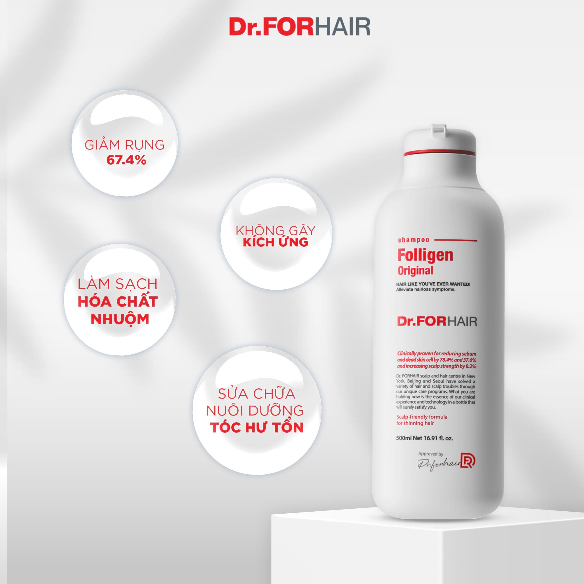 Dầu gội Dr.FORHAIR Folligen Original nuôi dưỡng nang tóc, cải thiện tình trạng tóc rụng nhiều