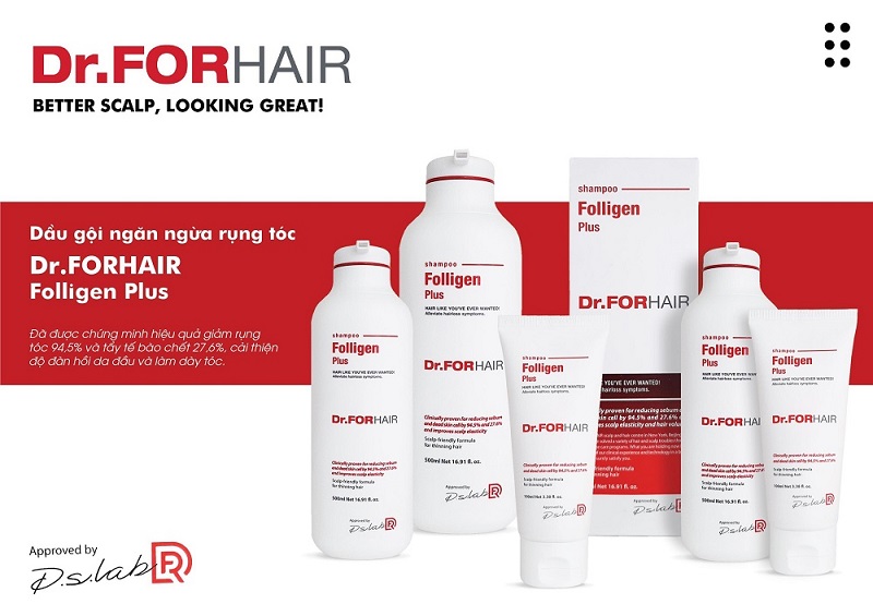 Dr.FORHAIR Folligen Plus giảm rụng đến 94,5% và tẩy tế bào chết 27,6%