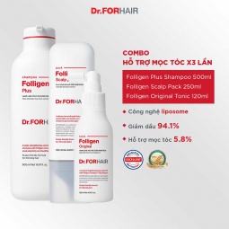Bộ gội xả dưỡng hỗ trợ mọc tóc, nuôi dưỡng da đầu khỏe mạnh của Dr.FORHAIR FOLLIGEN PLUS x FOLLIGEN SCALP PACK x FOLLIGEN ORIGINAL TONIC