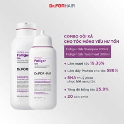 Bộ gội xả dưỡng cho tóc mỏng yếu, hư tổn Dr.FORHAIR FOLLIGEN SILK SHAMPOO x FOLLIGEN SILK TREATMENT