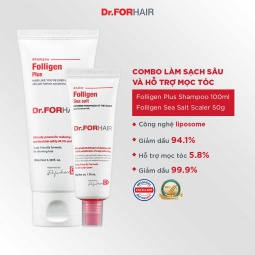 Bộ Mini giảm ngứa, sạch da đầu của Dr.FORHAIR FOLLIGEN PLUS và FOLLIGEN SEA SALT SCALER