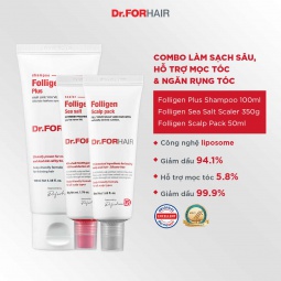 Bộ gội xả Mini hỗ trợ mọc tóc, giảm rụng tóc Dr.FORHAIR FOLLIGEN PLUS SHAMPOO x FOLLIGEN SCALP PACK x FOLLIGEN SEA SALT SCALER